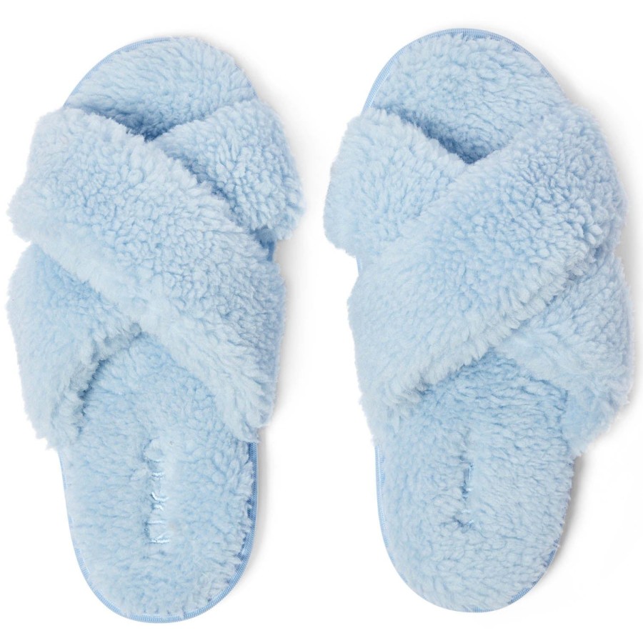 Apparel Kip&Co Adult Slippers & Boots | Egg Shell Blue Boucle Adult Slippers