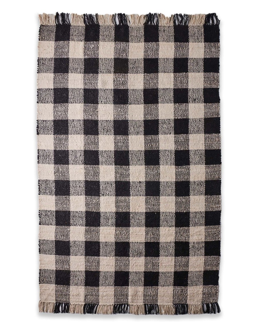 Homewares Kip&Co Rugs & Floor Mats | Black And White Gingham Jute Rug