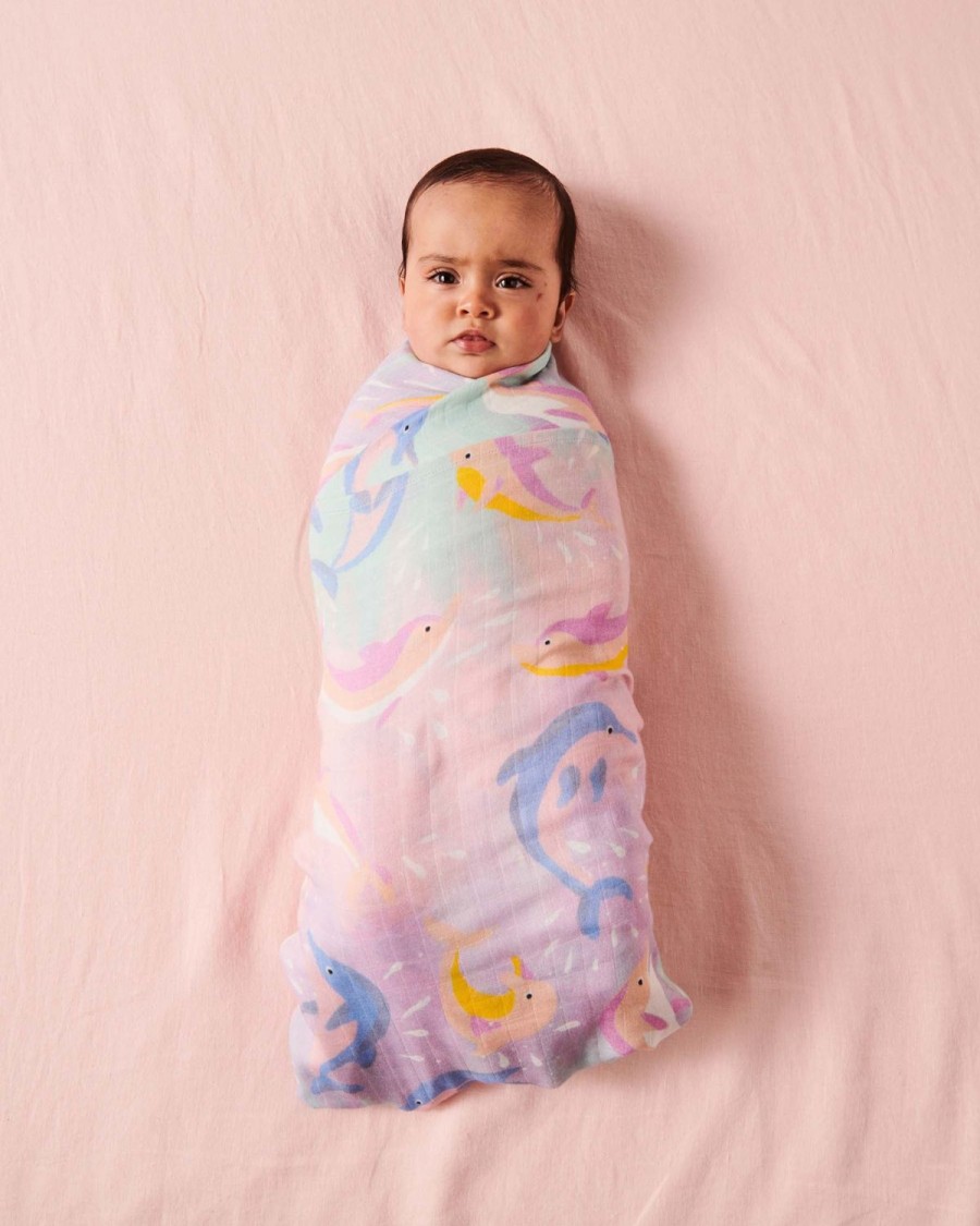 Bedding Kip&Co Swaddles | Dolphin Magic Bamboo Swaddle