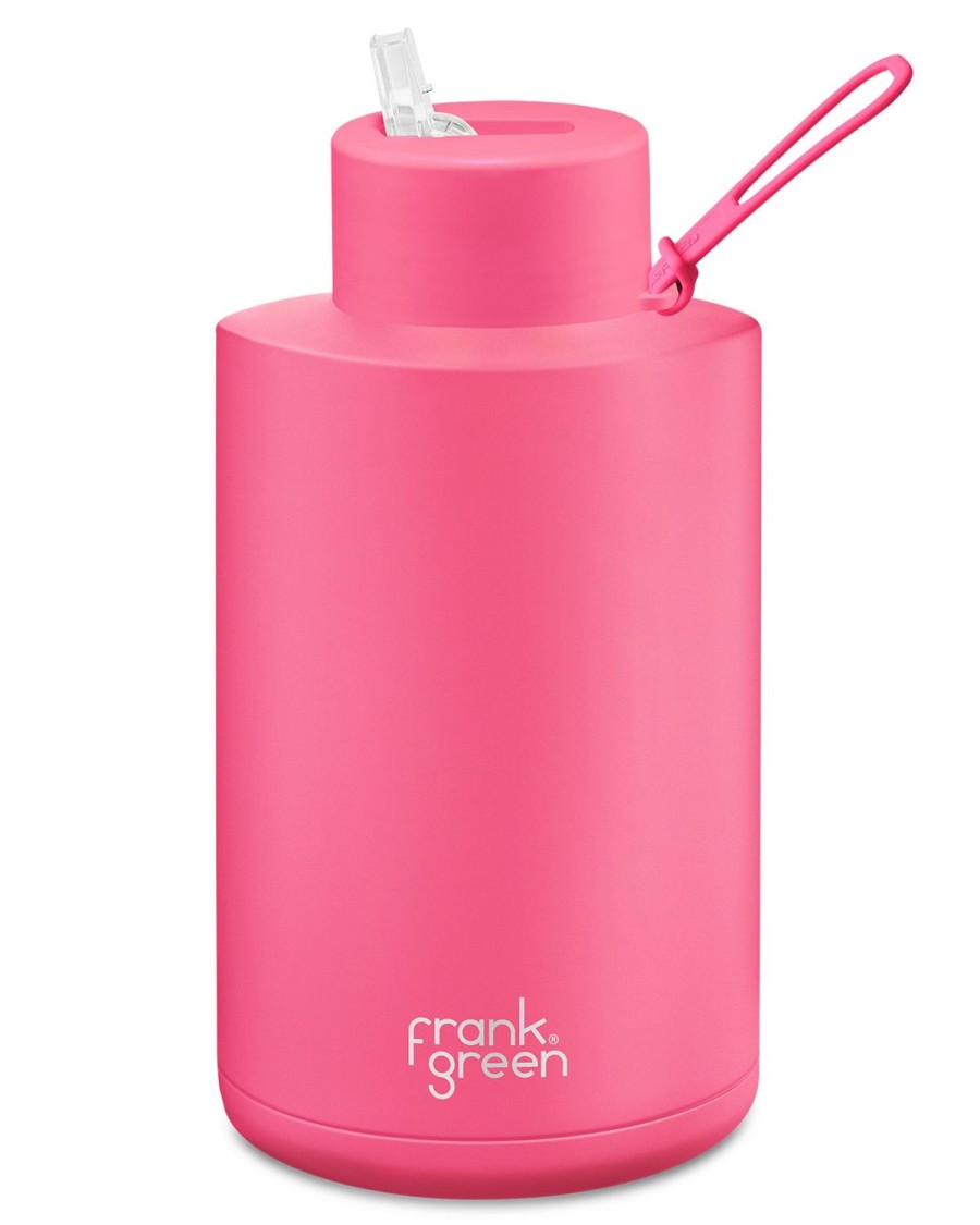 Homewares Kip&Co Reusable Drinkware | Frank Green Neon Pink Ceramic Reusable Bottle With Straw Lid - 68Oz / 2000Ml