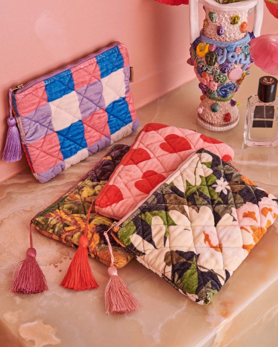 Homewares Kip&Co Cosmetic Purses | Dreamy Floral Velvet Cosmetics Purse