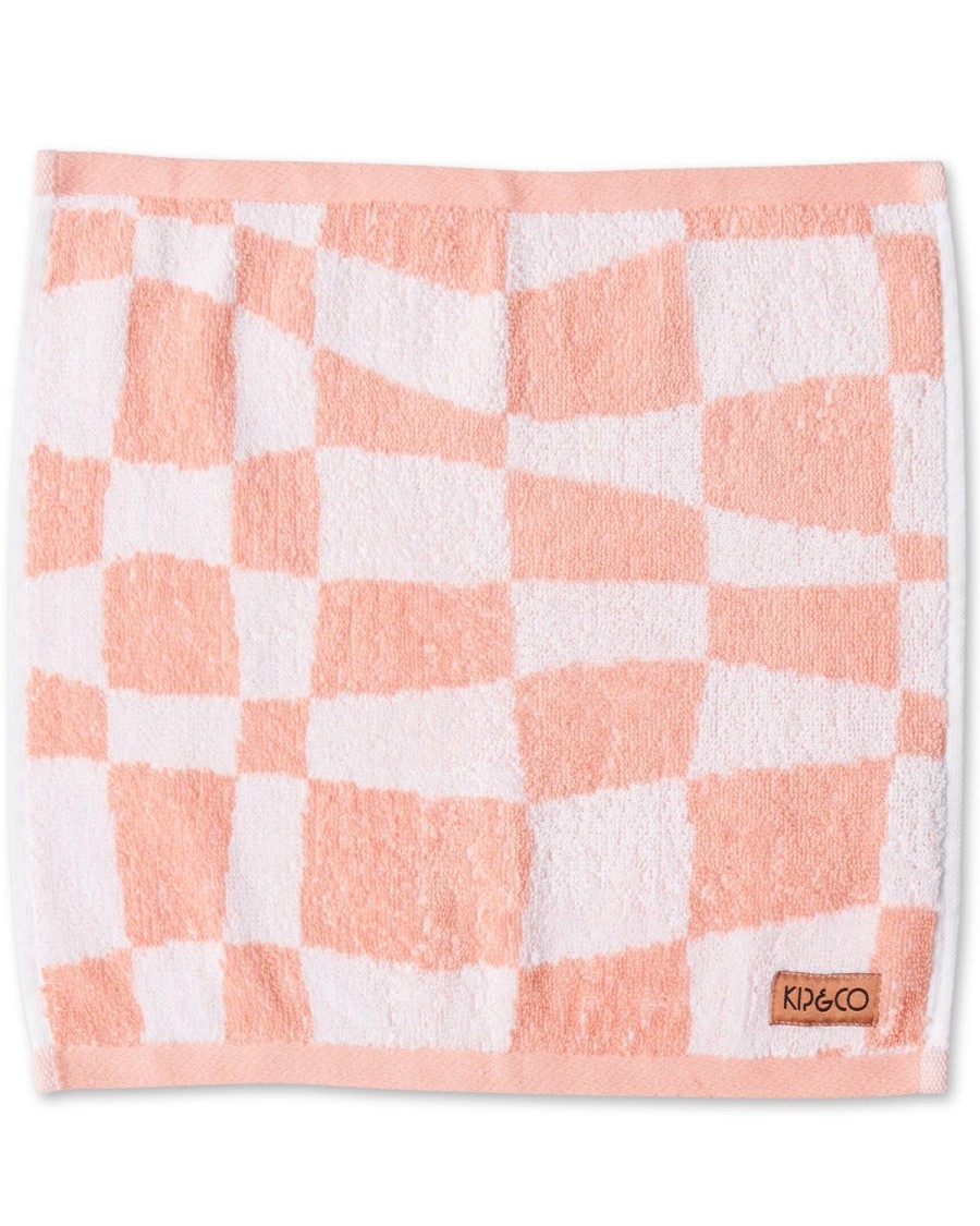 Homewares Kip&Co Towels | Checkerboard Pink Terry Face Washer