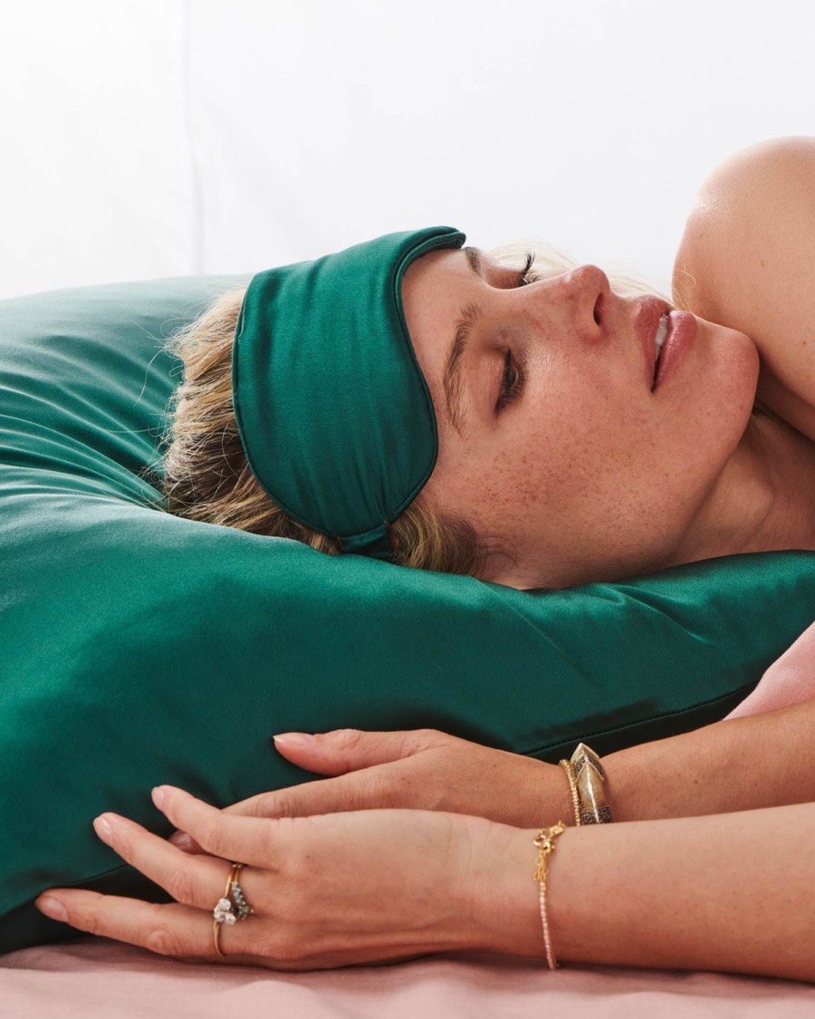 Apparel Kip&Co Adult Pjs | Botanica Green Silk Eye Mask