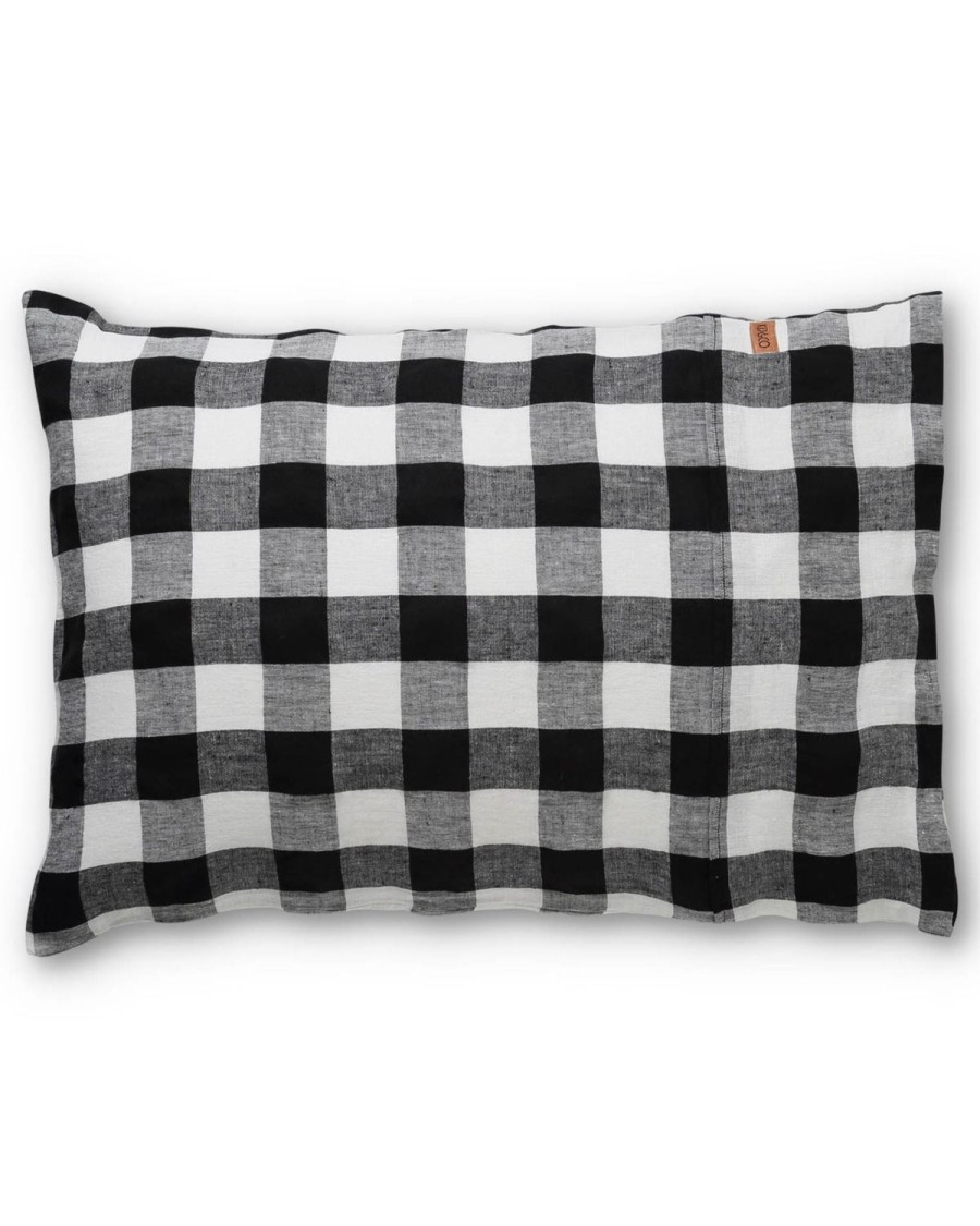 Bedding Kip&Co Pillowcases | Black & White Gingham Linen Pillowcases