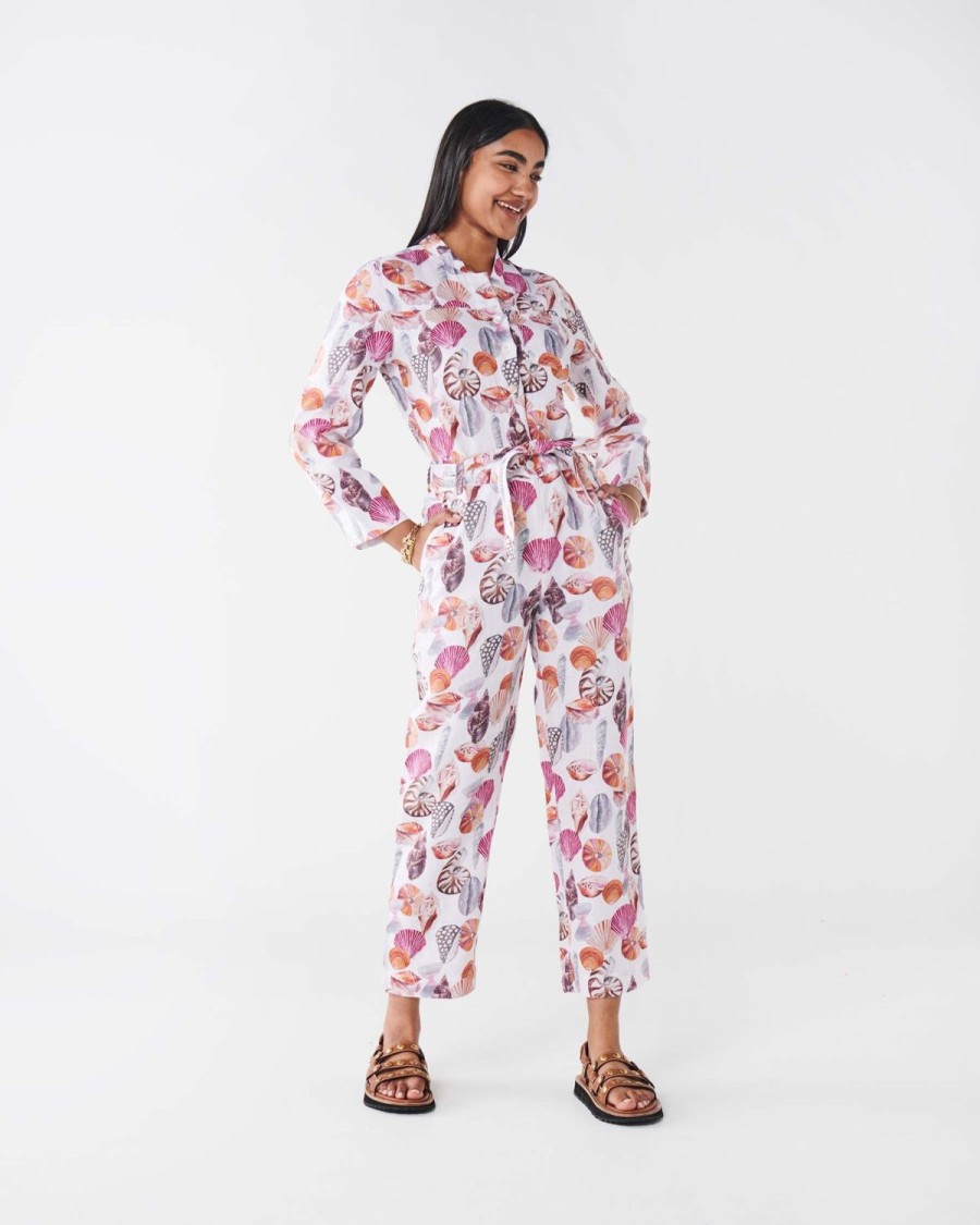 Apparel Kip&Co Dresses & Jumpsuits | Seashore Linen Long Sleeve Jumpsuit