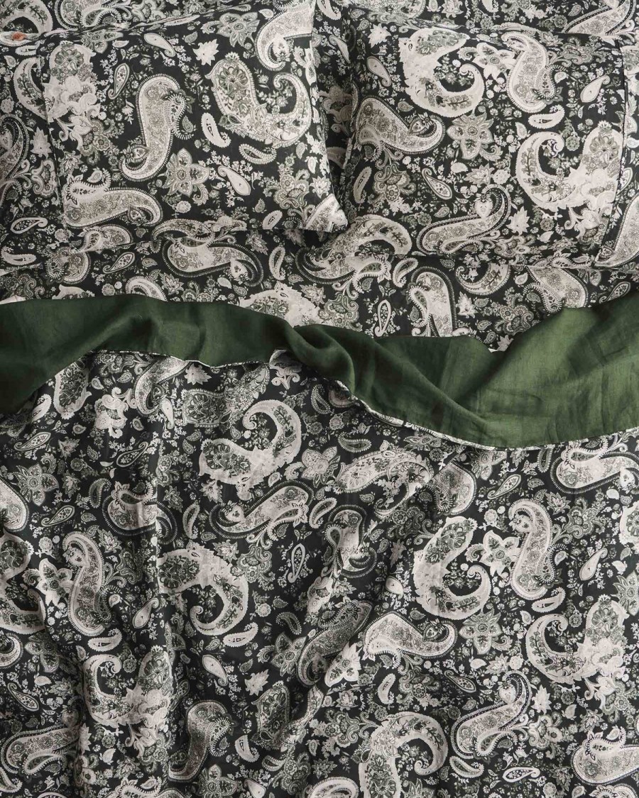 Bedding Kip&Co Quilt Covers | Paisley Green Linen Quilt Cover