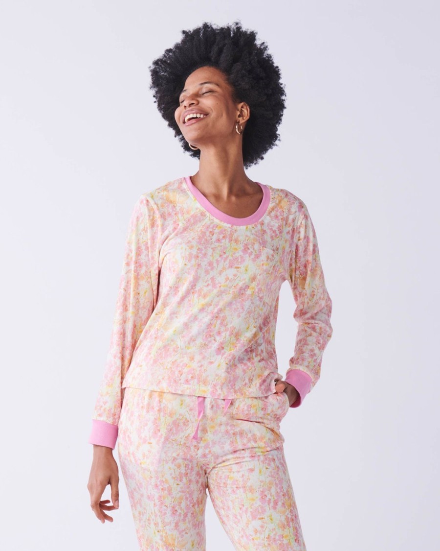 Apparel Kip&Co Adult Pjs | Budding Blossom Organic Cotton Long Sleeve Pyjama Top