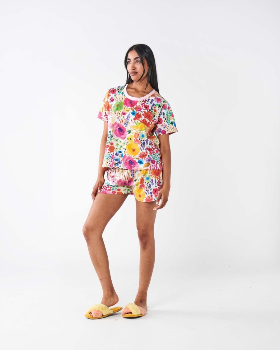 Apparel Kip&Co Adult Pjs | Field Of Dreams In Colour Organic Cotton Pyjama Shorts