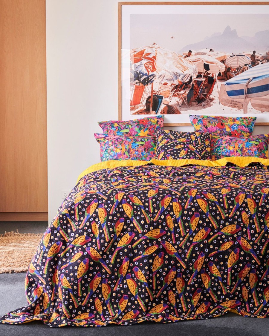 Bedding Kip&Co Bedspreads | Kip&Co X Ken Done Parrot Party Kantha Bedspread