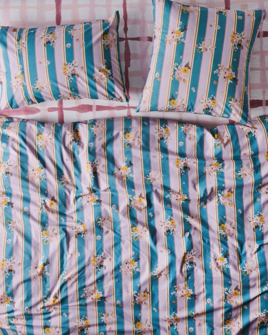 Bedding Kip&Co European Pillowcases | Floral Stripe Organic Cotton European Pillowcases