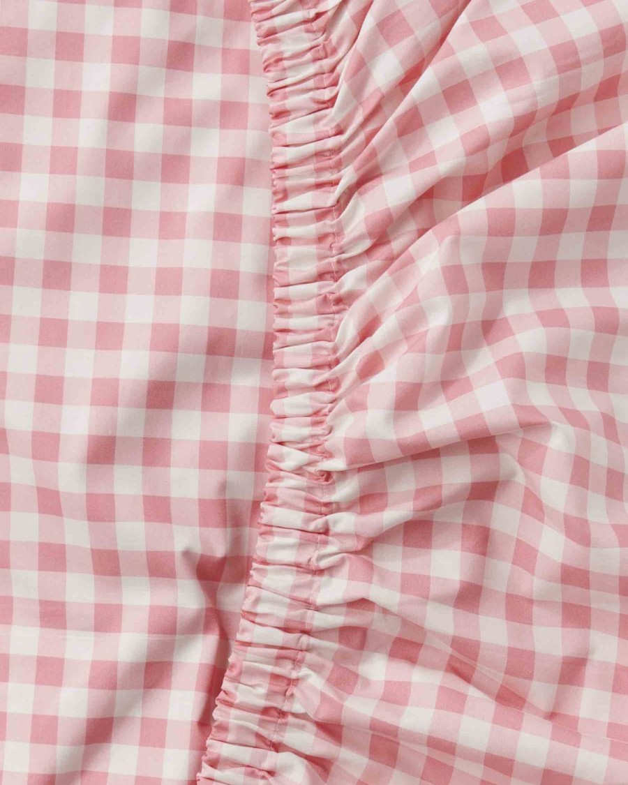 Bedding Kip&Co Fitted Sheets | Gingham Candy Organic Cotton Fitted Sheet