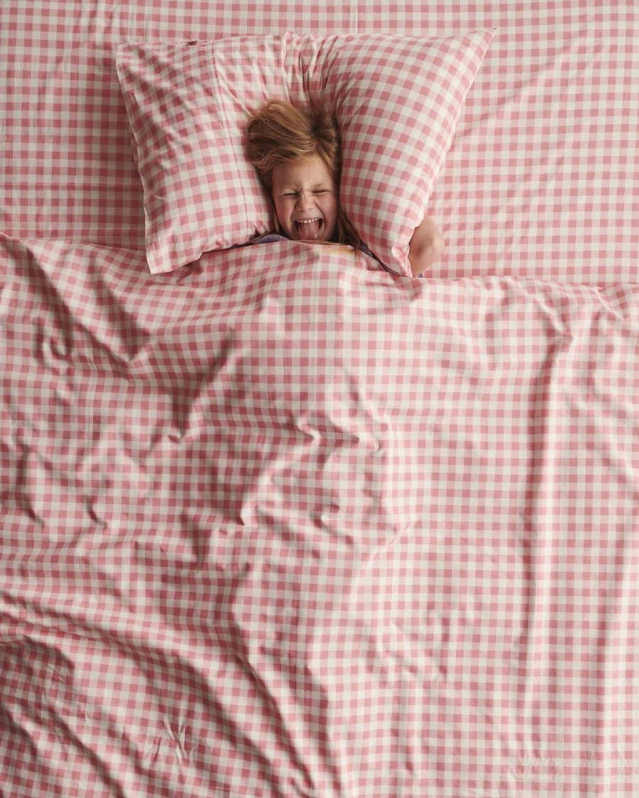 Bedding Kip&Co Fitted Sheets | Gingham Candy Organic Cotton Fitted Sheet