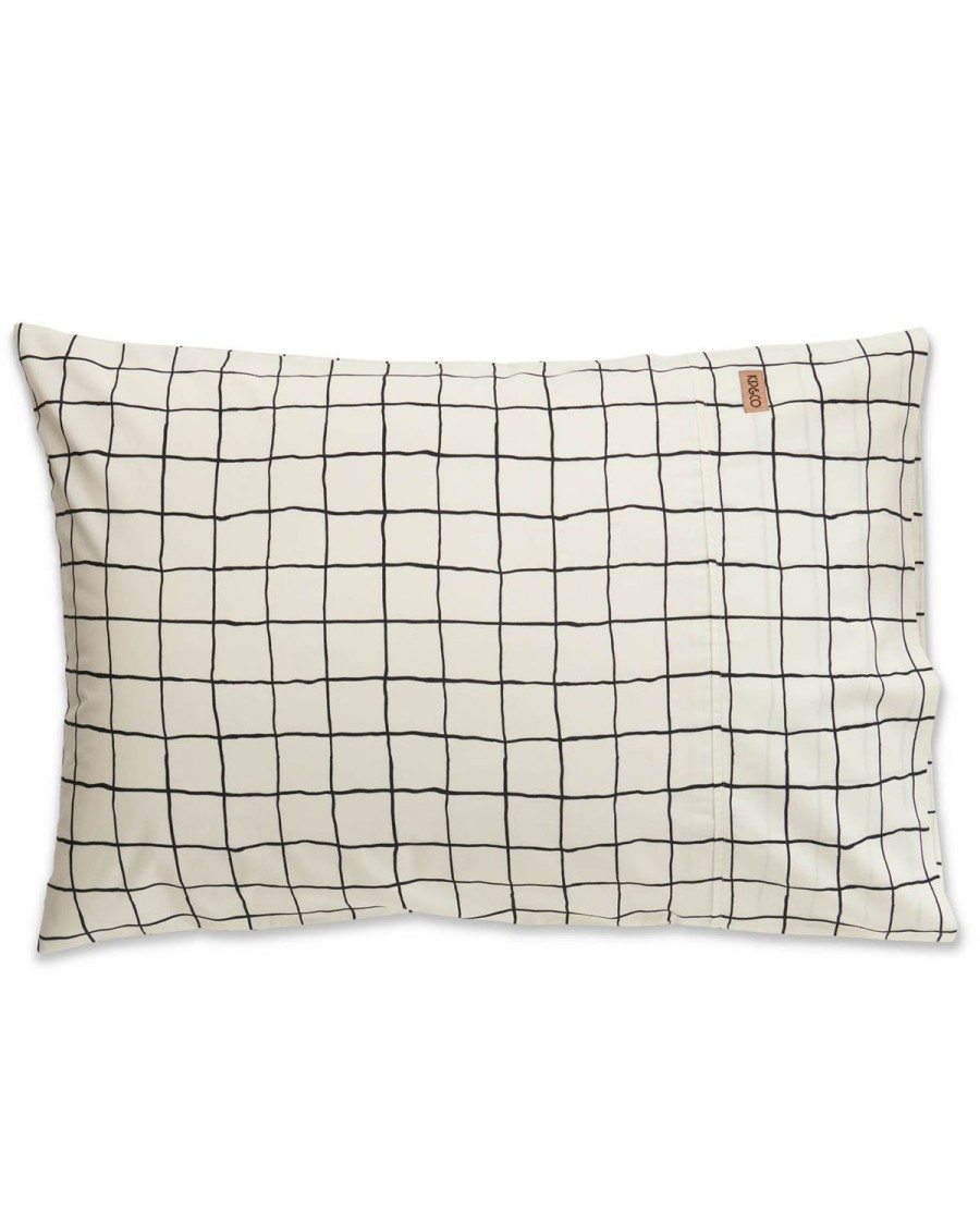 Bedding Kip&Co Pillowcases | Check 1-2 White And Black Organic Cotton Pillowcases