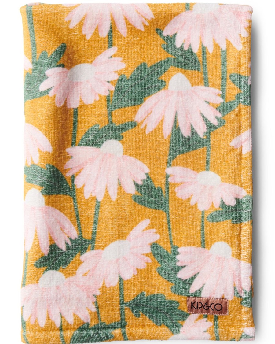 Homewares Kip&Co Towels | Daisy Bunch Mustard Printed Terry Bath Towel