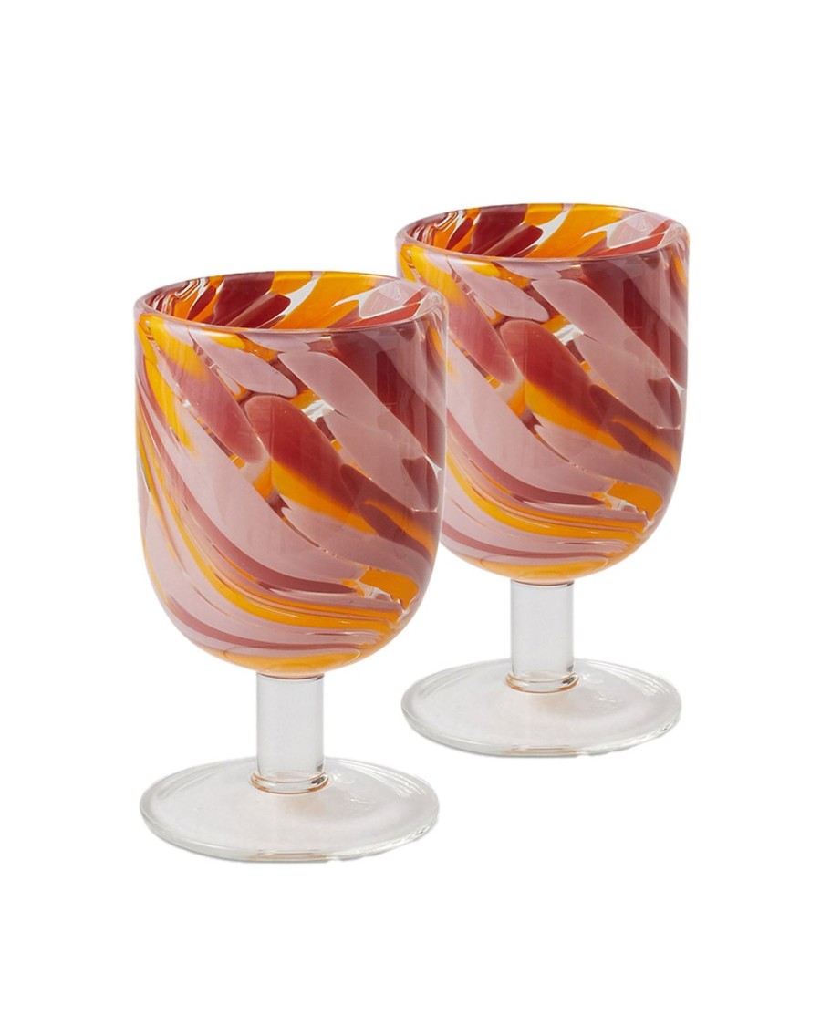 Homewares Kip&Co Glassware | Desert Flower Swirl Wine Glass 2P Set