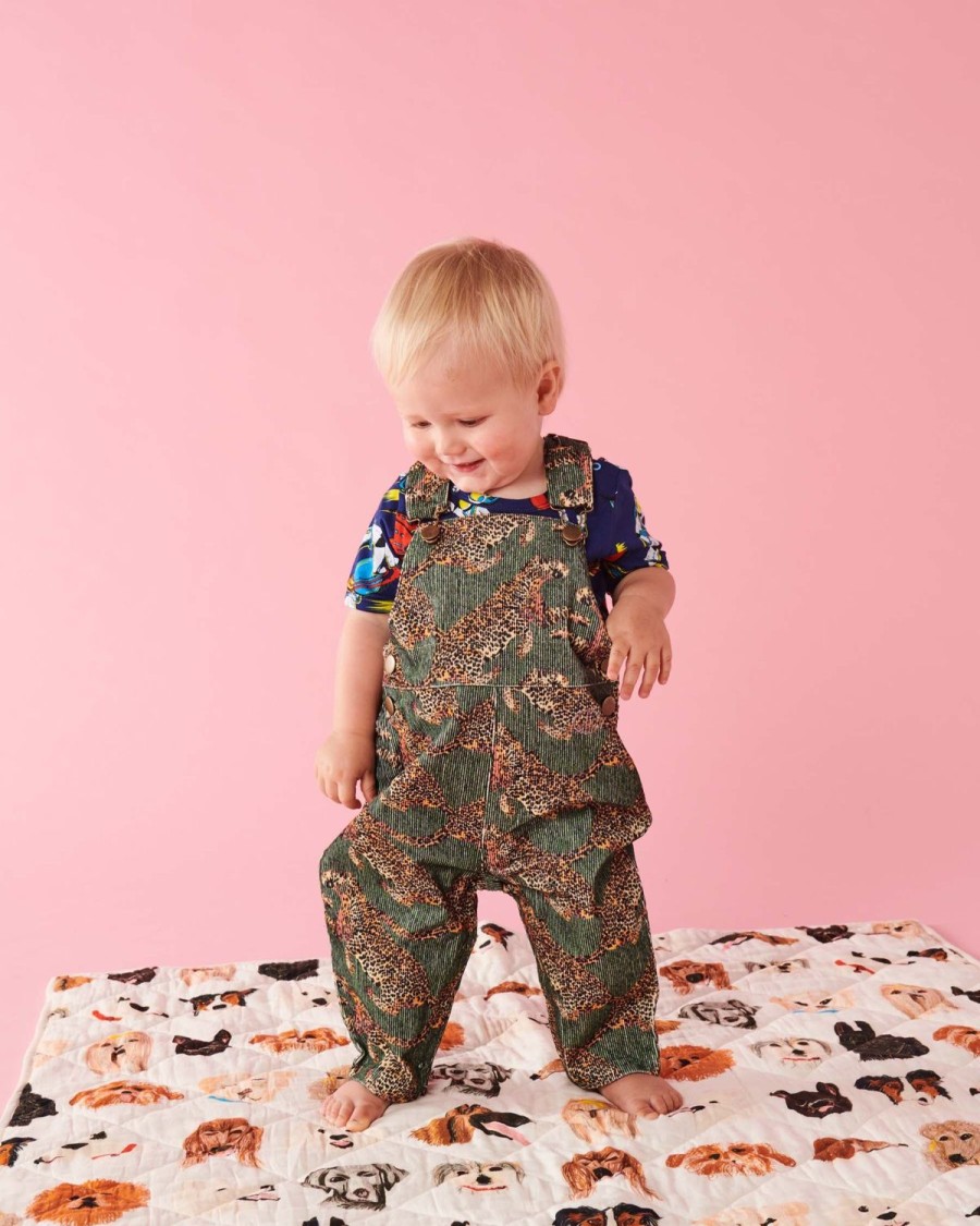 Apparel Kip&Co Bottoms | Cheetah Baby Corduroy Overalls