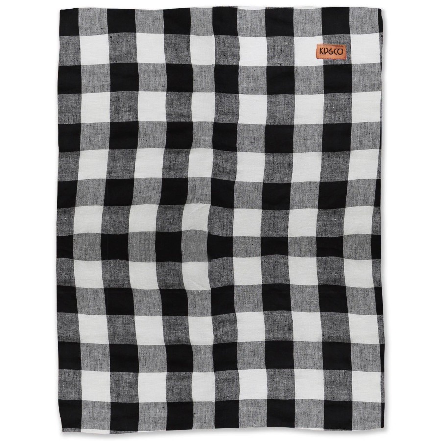 Homewares Kip&Co Table Linen | Black & White Gingham Linen Tea Towel