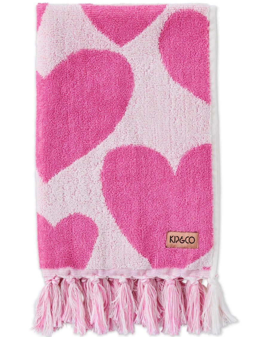 Homewares Kip&Co Towels | Big Hearted Pink Terry Hand Towel