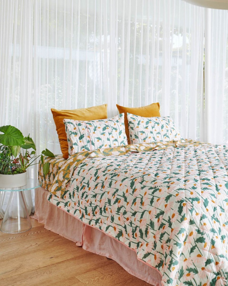 Bedding Kip&Co Pillowcases | Daisy Bunch Organic Cotton Quilted Pillowcases