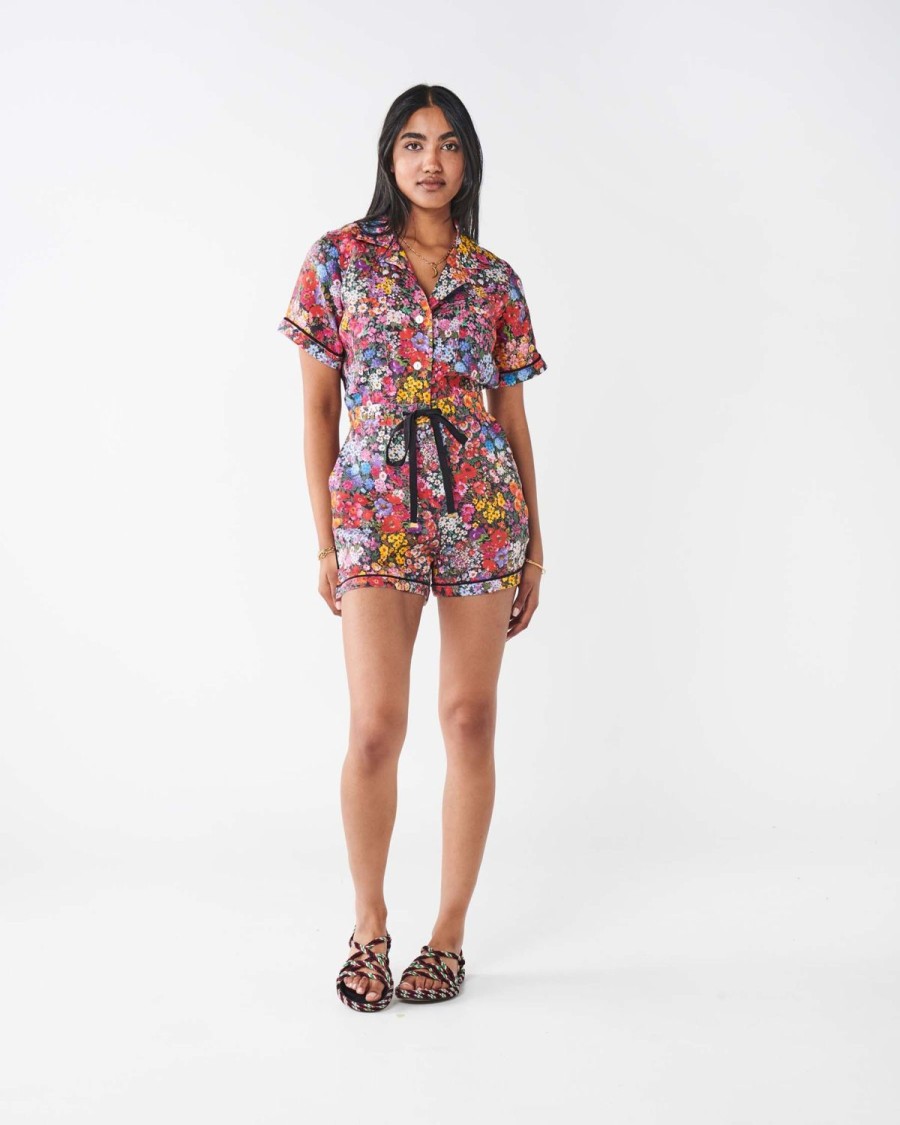 Apparel Kip&Co Dresses & Jumpsuits | Forever Floral Black Linen Playsuit