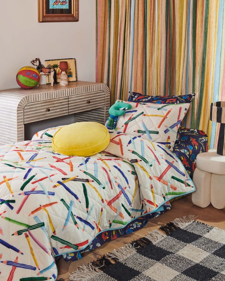 Bedding Kip&Co Bedspreads | Pencils Organic Cotton Quilted Kids Bedspread