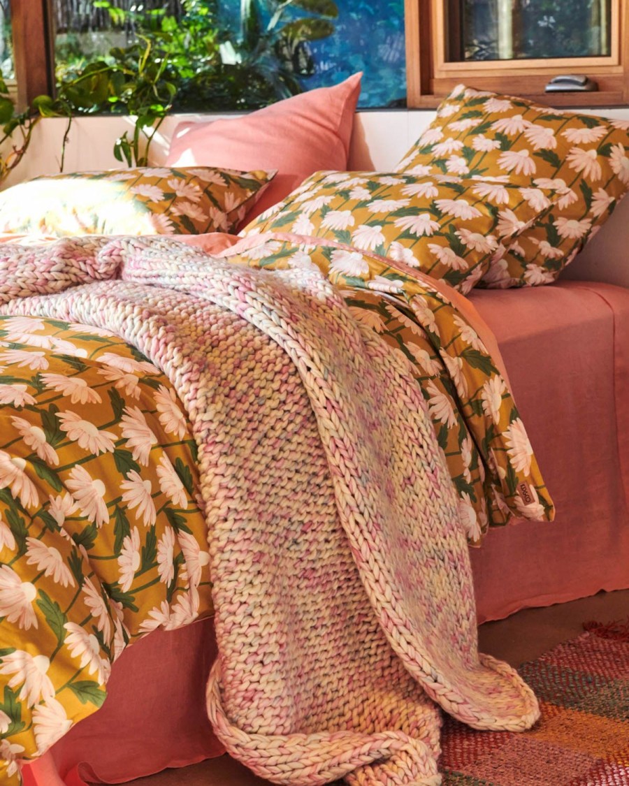 Bedding Kip&Co Blankets & Throws | Coral Sea Chunky Knit Blanket