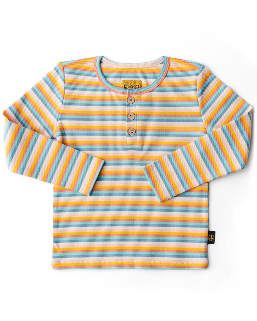 Apparel Kip&Co Tops | Fruit Tingle Woven Stripe Long Sleeve Top