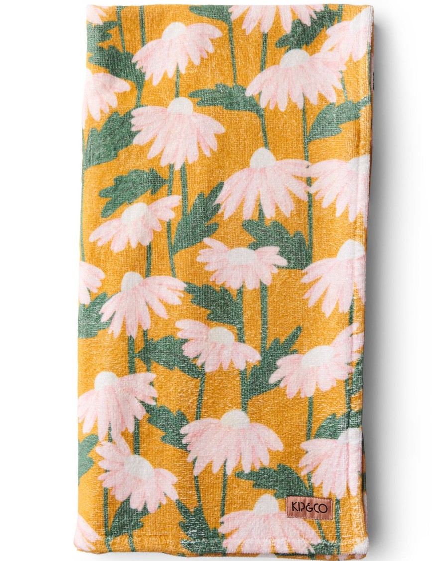 Homewares Kip&Co Towels | Daisy Bunch Mustard Printed Terry Hand Towel